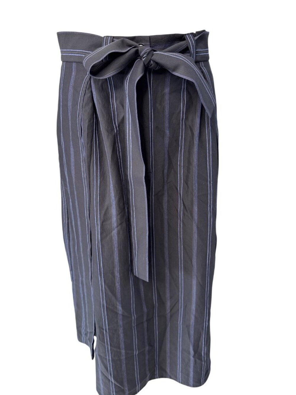 Vince Seedling Stripe Wrap Skirt Size 4 Cotton Blend Gray & White